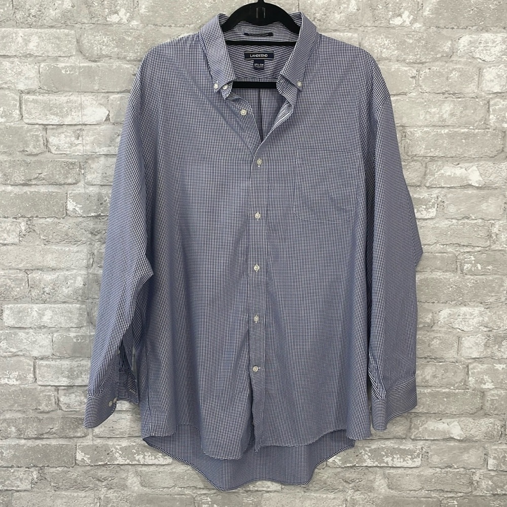 Lands End Traditional Fit Checked Button Down Shirt